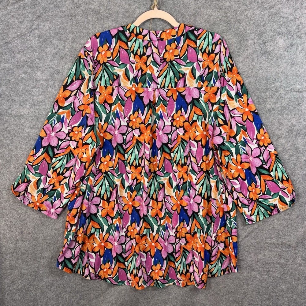 Dear Scarlett Blouse Womens 3X Multicolor Floral Lightweight Stretch - Picture 2 of 7
